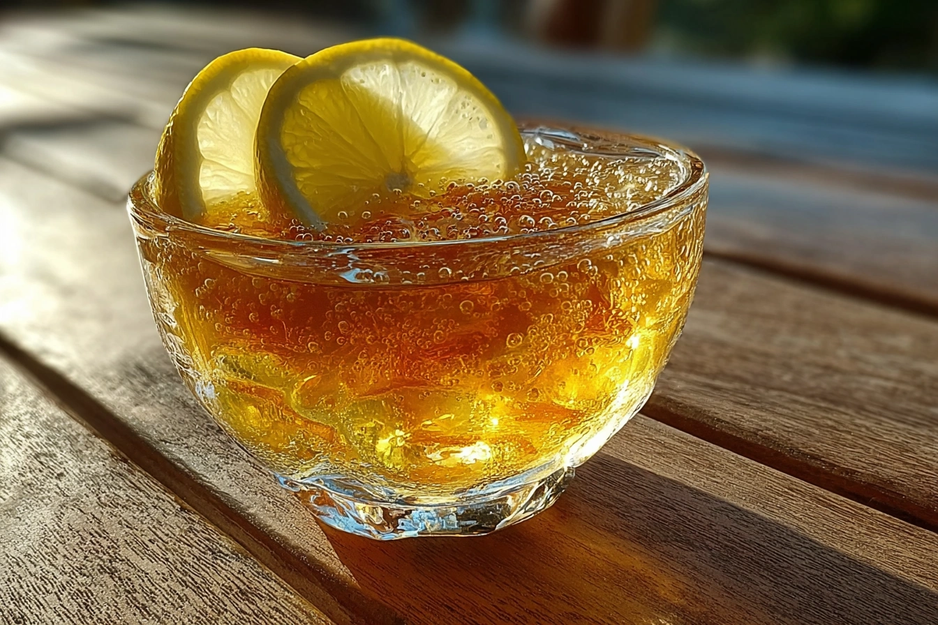 Refreshing Bariatric Gelatin Dessert in a clear bowl, garnished with lemon and mint, perfect for bariatric patients.